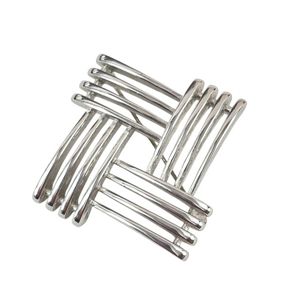 Monet Modernist Silver-Tone Woven Abstract Pin Brooch Jewelry Piece - Picture 1 of 8